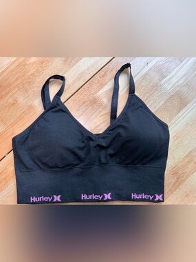 Hurley Black Sports Bralette with Pink Logo Band